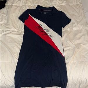 Tommy Hilfiger Blue and Red Polo Collar Mini Dress